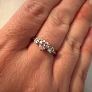 Pink and Silver Women's Ring Size 8